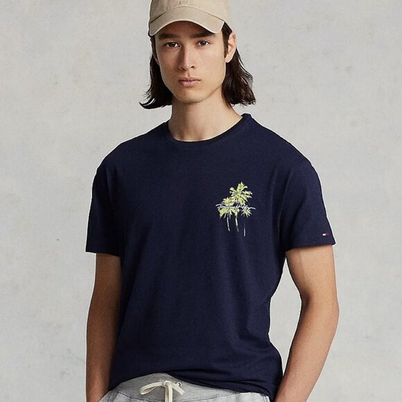 M NWT Tommy Hilfiger Mens Palm Tree Tee 78J6659 410 - Picture 1 of 5